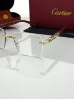 Golden Full-Rim Eyeglasses Frame – Clear Plano Lens Spectacles - Image 5