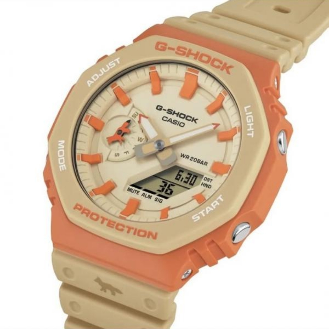 Casio G-Shock x Maison Kitsuné Limited Edition Watch Casio G-Shock Maison Kitsuné Limited Edition Beige Orange Analog Digital Watch