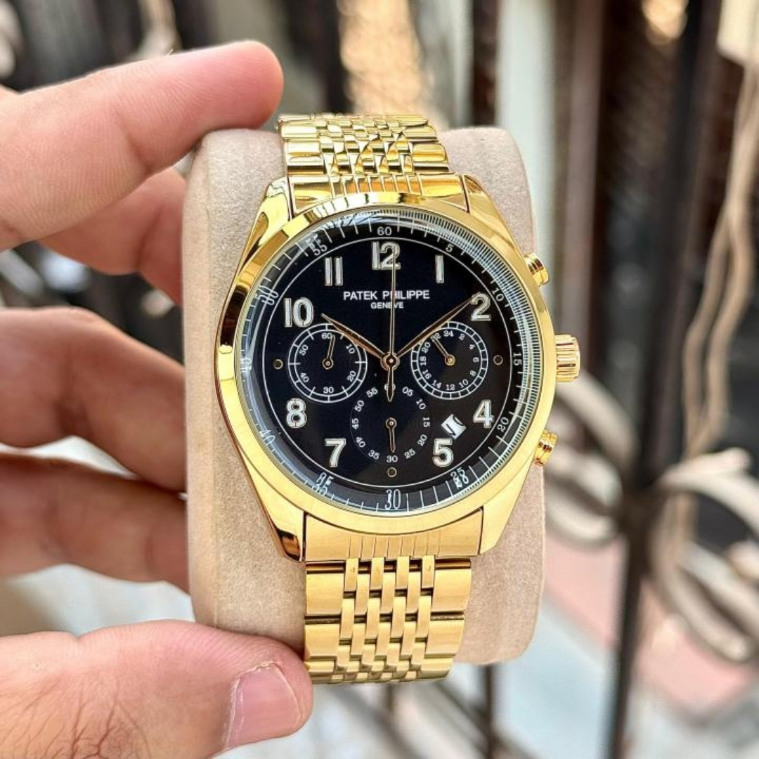 Patek Philippe Complications Gold Black Dial Luxury Watch Patek Philippe Complications Gold Chronograph Black Dial Men’s Watch