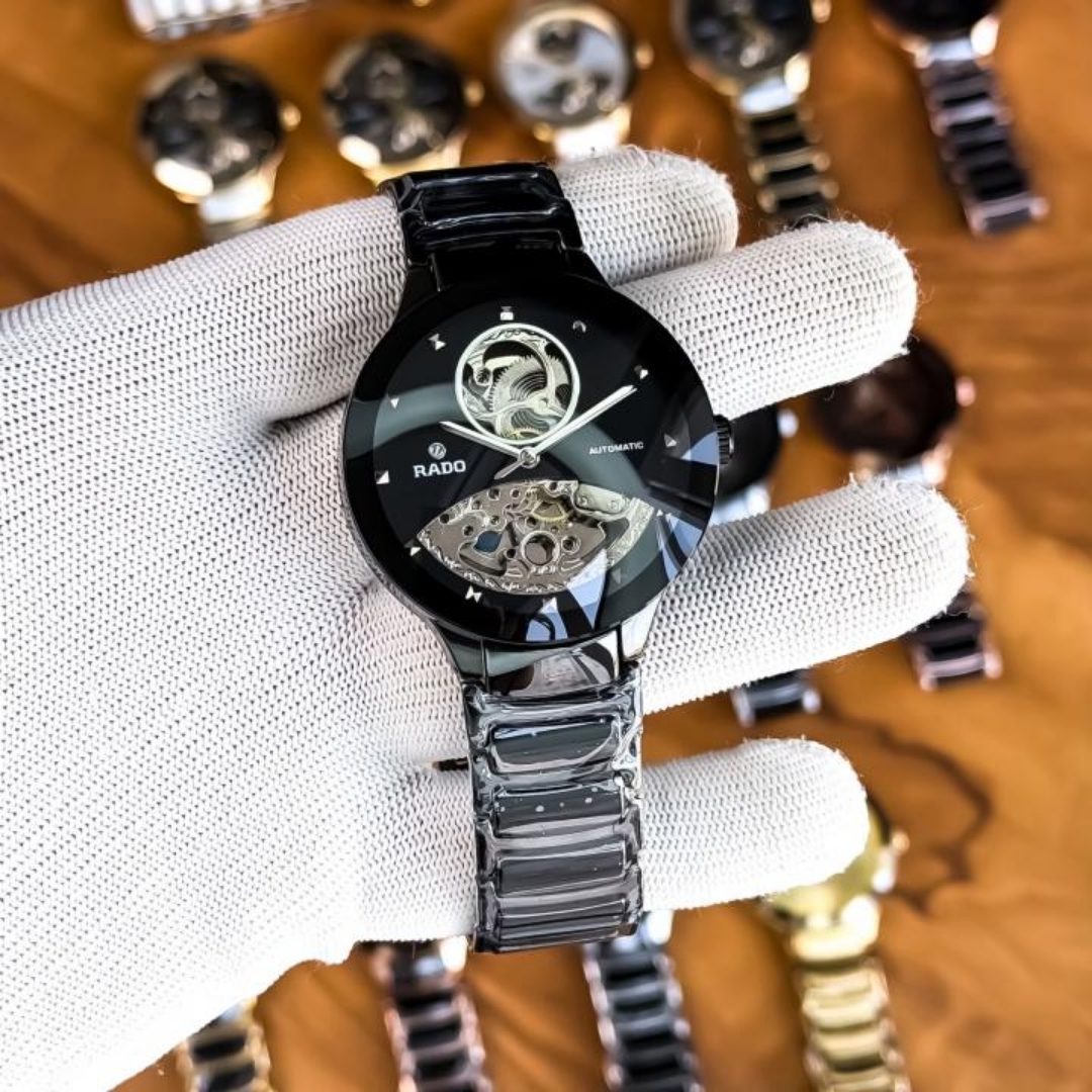 Rado Automatic Black Skeleton Dial Ceramic Strap Luxury Men's Watch - Image 3