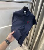 Ami paris Navy Blue Logo Work Premium Imported T-Shirt - Image 2