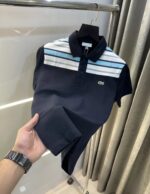 Lacost e Navy Blue Embroidery Logo Premium Polo T-Shirt - Image 3