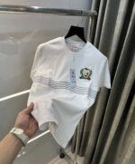 Lacost e White Embroidery Logo Premium Polo T-Shirt - Image 2