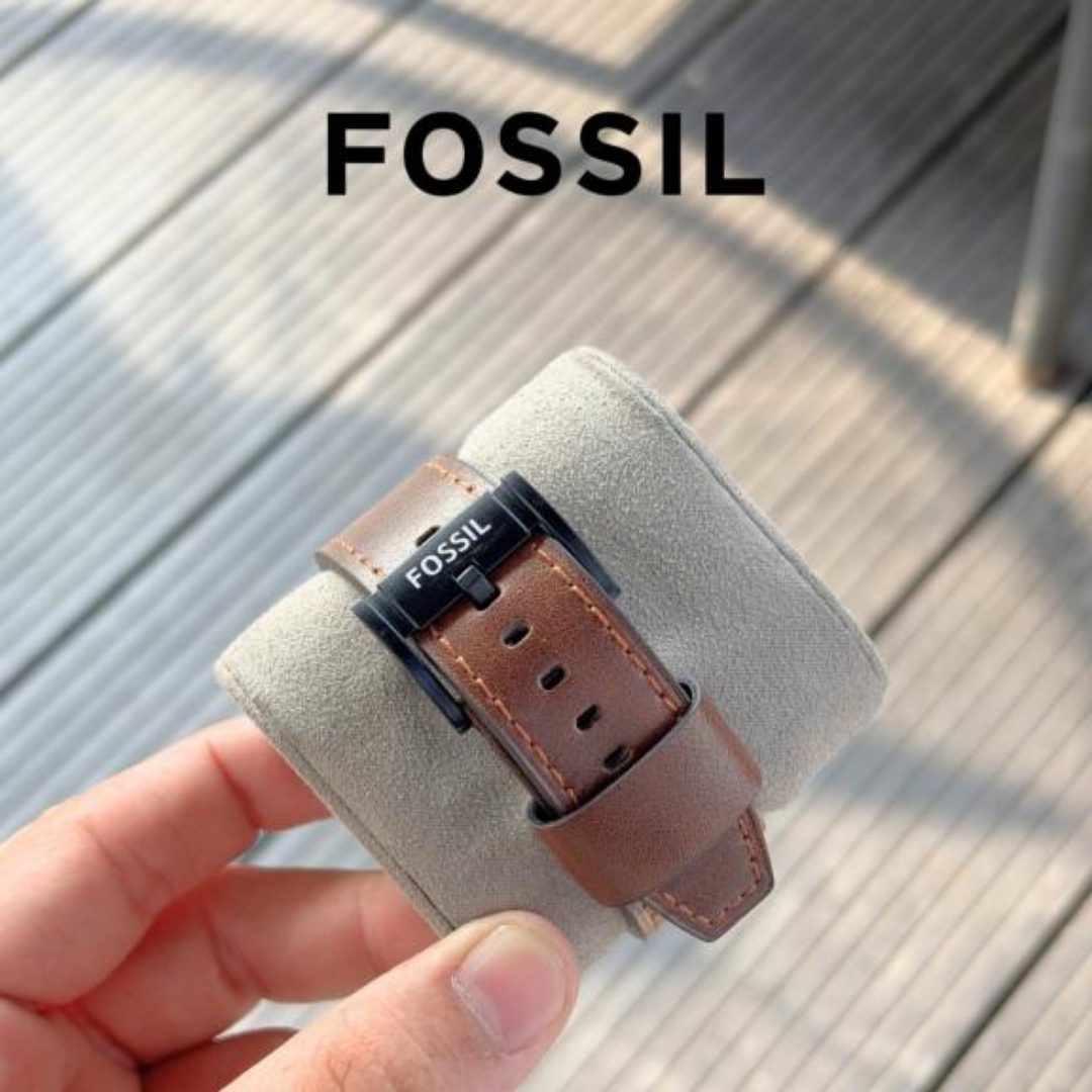 Fossil Bronson Luggage Leather Strap Back View Watch