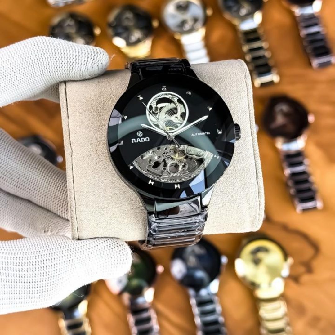 Rado Automatic Black Skeleton Dial Ceramic Strap Luxury Men's Watch - Image 4