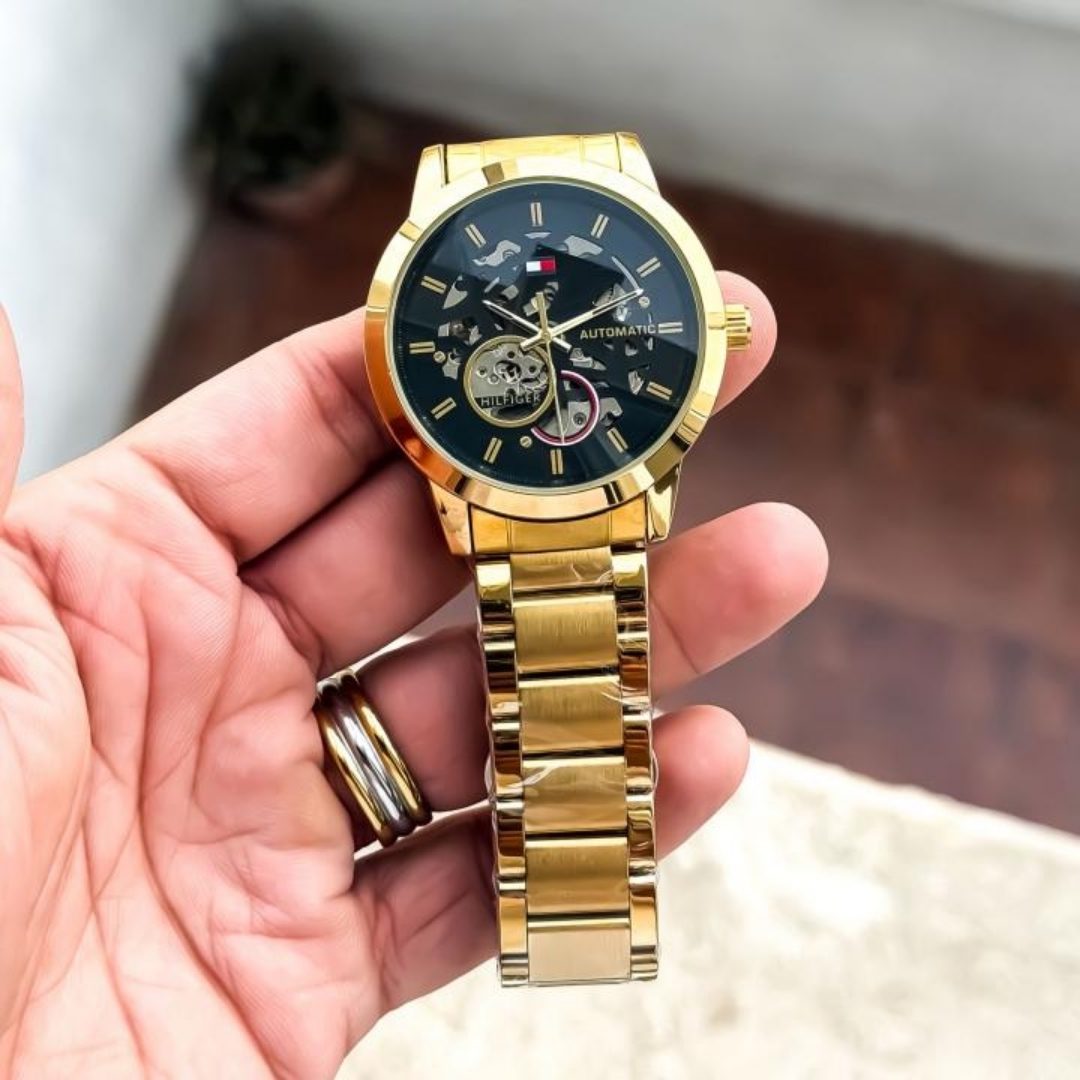 Tommy Hilfiger Skeleton Dial Gold Stainless Steel Men's Watch