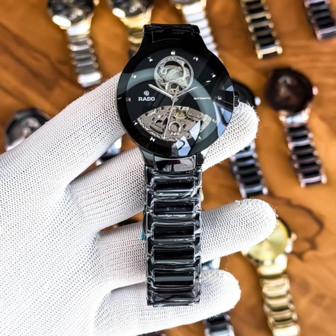 Rado Automatic Skeleton Black Dial Ceramic Strap Men's Watch