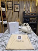 Polène Numéro Neuf Leather Shoulder Bag (White) – Premium Designer Structured Handbag for Women