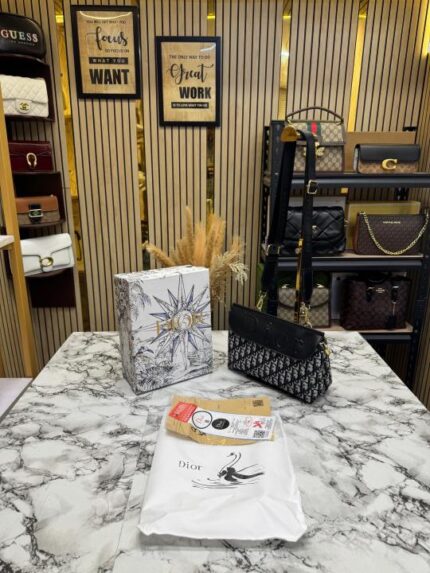 Christian Dior Noir Shoulder Bag (Black-6919) – Premium Designer Handbag with Box & Dust Bag