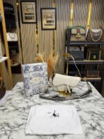 Christian Dior Saddle Crossbody Bag (White) – Premium Designer Handbag with Box & Dust Bag.