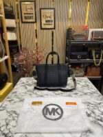 Michael Kors Logo Signature Satchel Handbag (Black) – Premium MK Monogram Designer Bag with Dust Bag. - Image 2