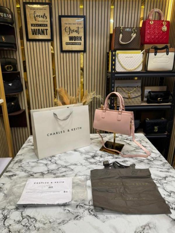 699ffd917ce7a0 Charles & Keith Kerry Mini Tote Bag (White) – Elegant Designer Mini Handbag with Carry Bag. - Image 1