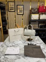 Charles & Keith Kerry Mini Tote Bag (White) – Premium Designer Mini Handbag Including Carry Bag.