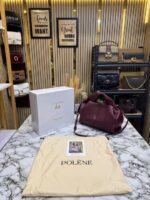 Polène Numéro Neuf Leather Shoulder Bag (Wine – P06758) – Premium Structured Designer Handbag with Dust Bag