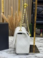 Chanel Classic Flap Mini Quilted Chain Shoulder Bag (3015) – White CC Turn-Lock Designer Handbag with Dust Bag & Box - Image 4