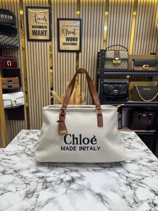 69a053bc39f550 Chloé Woody Canvas Medium Logo Tote Bag (355) | Premium Designer Shoulder Handbag for Women - Image 1