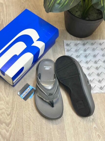 Skechers Relaxed Fit Super Comfort Premium Grey Simplex Slides | Lightweight Casual Comfort Slippers for Men.