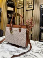 Michael Kors Satchel Shoulder Bag With Dust Bag & Logo (Beige) – Premium Designer Satchel Handbag for Women. - Image 2