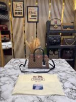 Coach Rowan Satchel Hand Bag Classic C Canvas With Dust Bag & Card (Apricot) – Premium Designer Satchel Bag for Women.