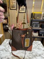 Michael Kors Mercer Premium Quality Bucket Bag With Dust Bag (Brown) – Luxury Designer Shoulder Bag for Women. - Image 4