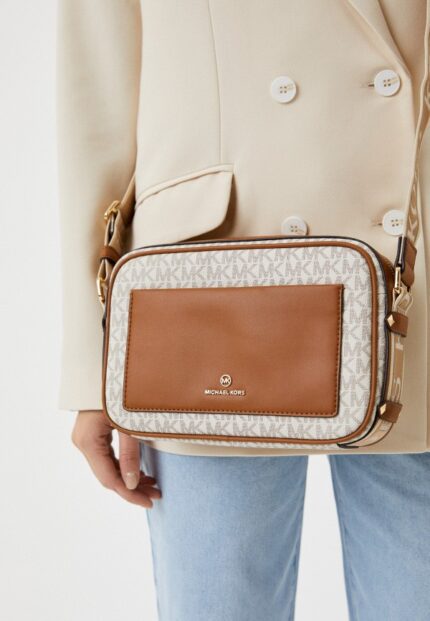 Michael Kors Maeve Luxury Handbag With Box, Dust Bag & Carry Bag (Beige) – Premium Designer Shoulder Bag for Women.