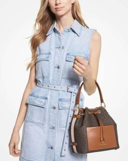 Michael Kors Maeve Medium Bucket Bag Brown – Premium Women’s Designer Bucket Bag with Dust Bag.