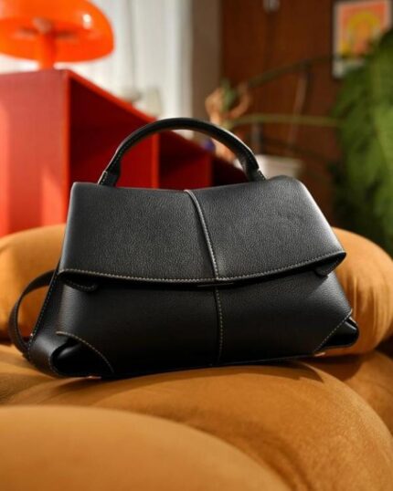 Polène Numéro Un Leather Top-Handle Bag Black – Premium Women’s Designer Handbag.