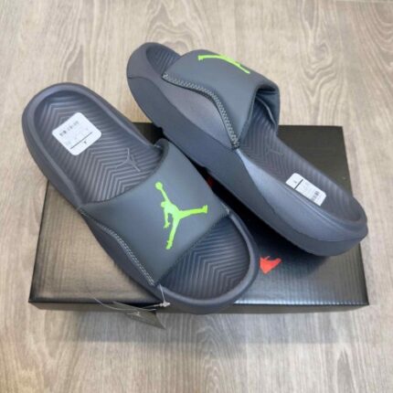 Air Jordan Franchise Premium Grey Green Slides | Stylish Comfortable Slip-On Sports Slides for Men.