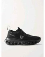 Lightweight black mesh athletic performance sneakers