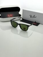 Green lens UV protective eyewear black frame