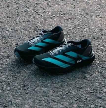 Breathable mesh performance running shoes black teal