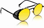 Modern yellow frame sunglasses with gradient lenses