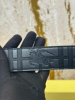 Black and Tan Burberry TB Belt Product Photo