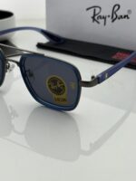 Blue black unisex sunglasses close up