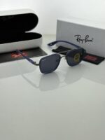 Durable blue frame glasses side view