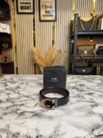 Coach Black Leather Belt with C Buckle
