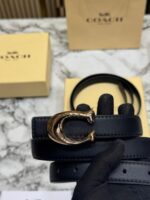 Coach Smooth Leather Belt with C Buckle