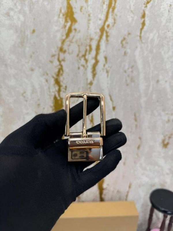 Double Buckle Coach Belt Close Up