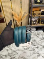 D&G Silver Buckle on Green Leather Belt