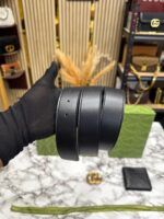 Gucci Leather Belt and Embossed Wallet