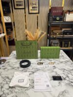 Gucci Black Embossed Belt with Snake Buckle