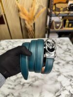 Green Gucci Leather Belt Close Up