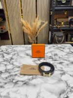 Hermes Premium Belt in Khaki with OG Box