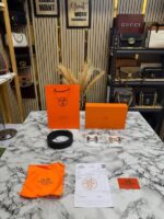 Hermes Black Leather Belt with H Buckle