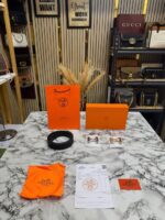 Hermes Black Leather Belt Combo H Buckle Set