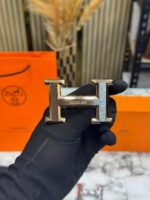 Black Hermes Leather Belt with Box