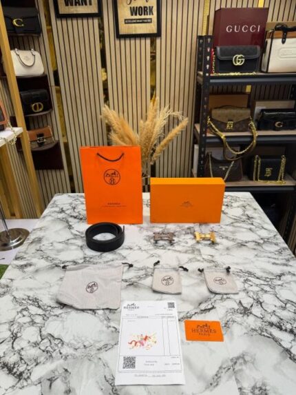 Hermes Black Leather Belt Combo H Buckle