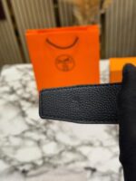 Black Hermes Leather Belt with Packaging
