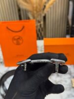 Hermes H Buckle Close Up on Black Belt