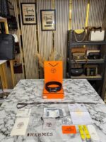 Hermes Black Leather Belt with Matte Black H Buckle